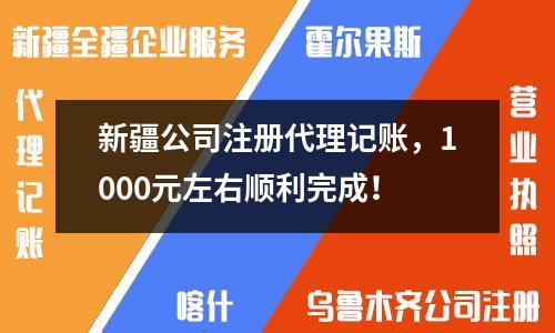 新疆公司注冊代理記賬，1000元左右順利完成！